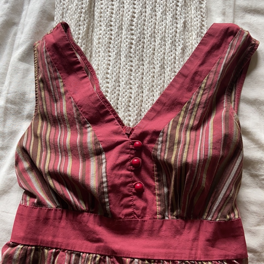 Rust and brown stripe dress.